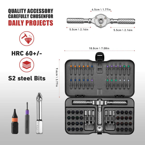 66-in-1 Ratchet Screwdriver Set with H4/H6.35 Bits