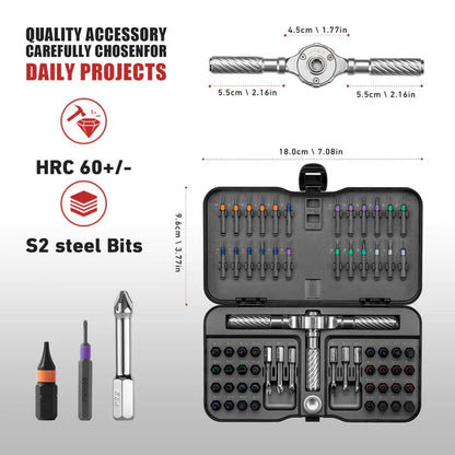 66-in-1 Ratchet Screwdriver Set with H4/H6.35 Bits
