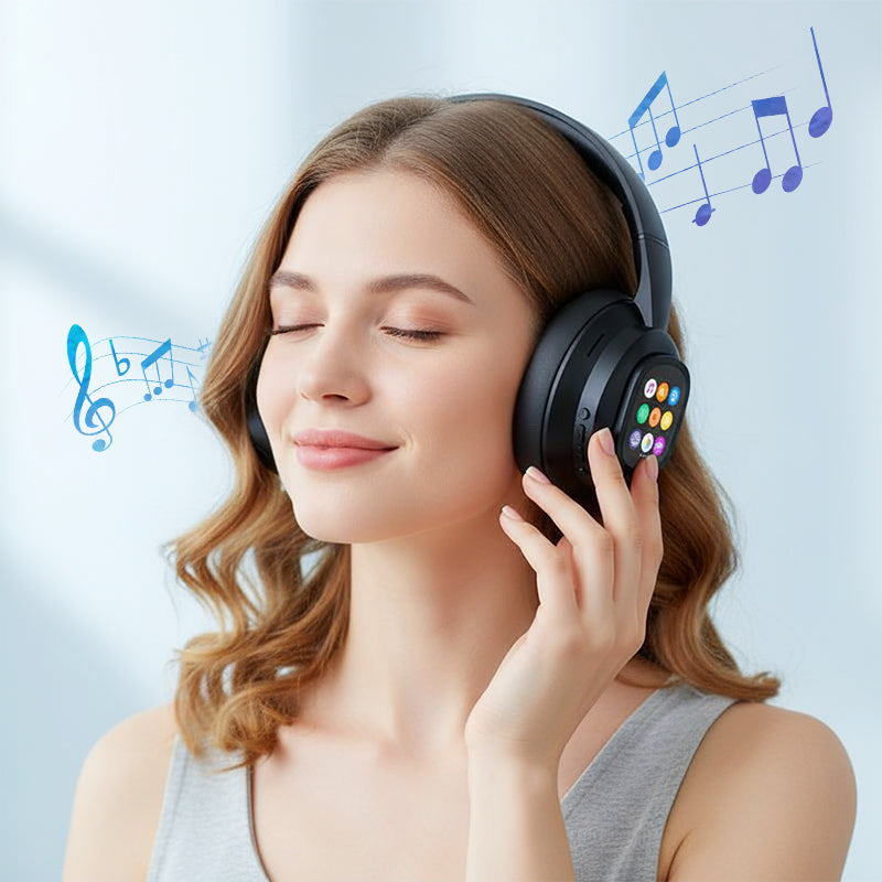 AI Bluetooth Headphones with LCD Display